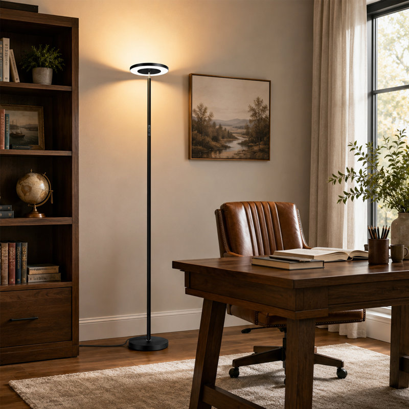 Lampe torchère DEL 68 po avec télécommande tactile et télécommande Jernell, Noir foncé