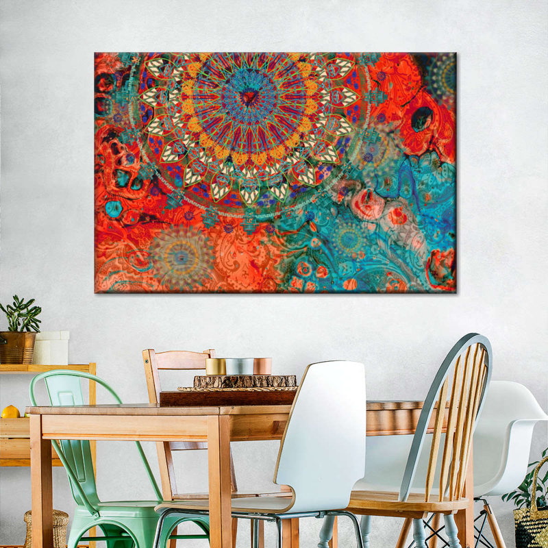 «Abstract Tribal Mandalas», reproduction sur toile tendue, H 34 po x l 51 po x P 1,25 po