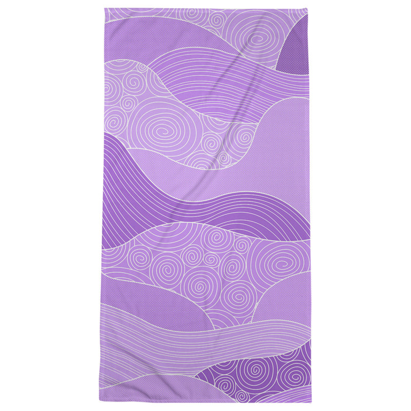Serviette de plage à vagues dessiné à la main Classic, Violet