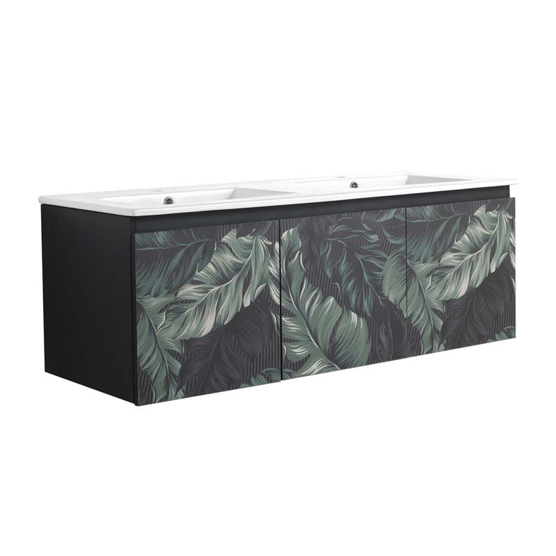 Meuble-lavabo double 47,6 po avec plateau en céramique Brittnee