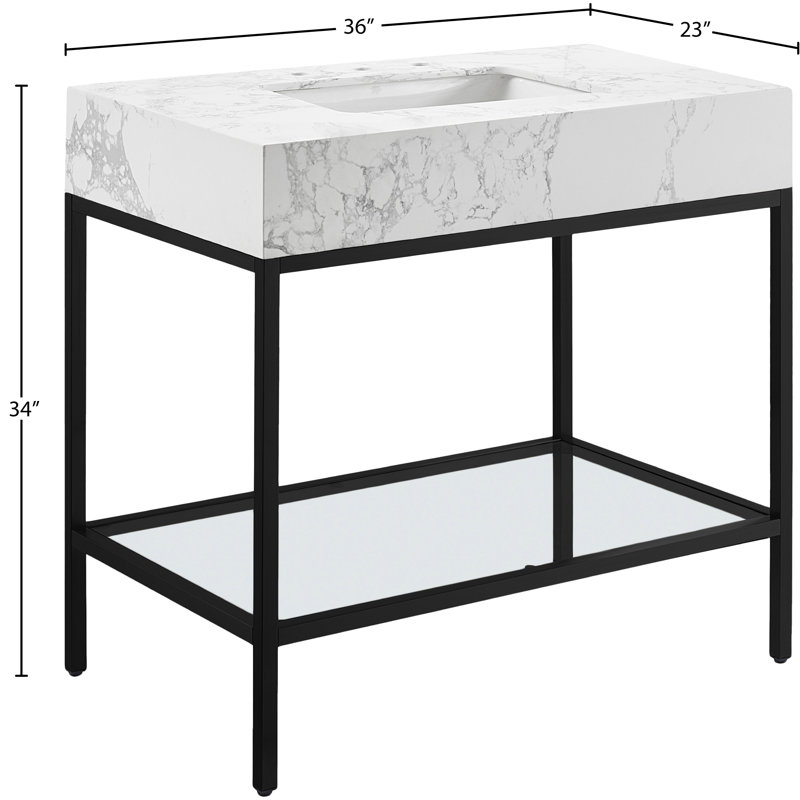 Marmo 36" Single Bathroom Vanity, White, Matte Black
