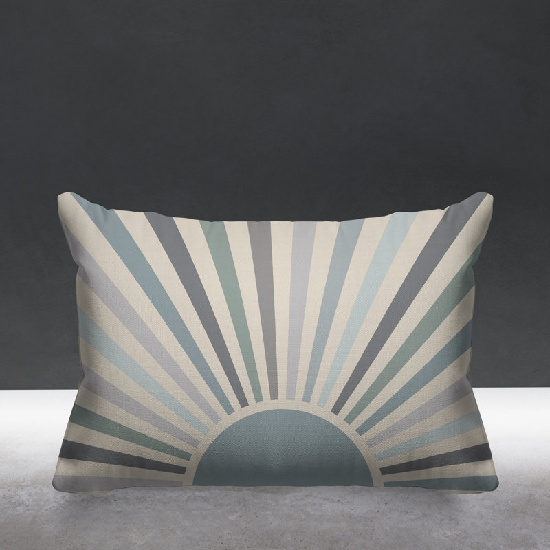 Coussin décoratif intérieur / extérieur Boho Sunburst, gris