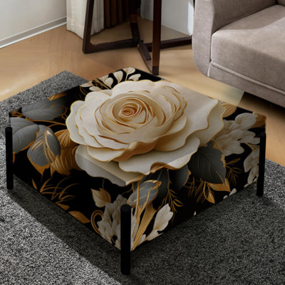 Élégant repose-pieds carré beige Harmony Rose Harmony