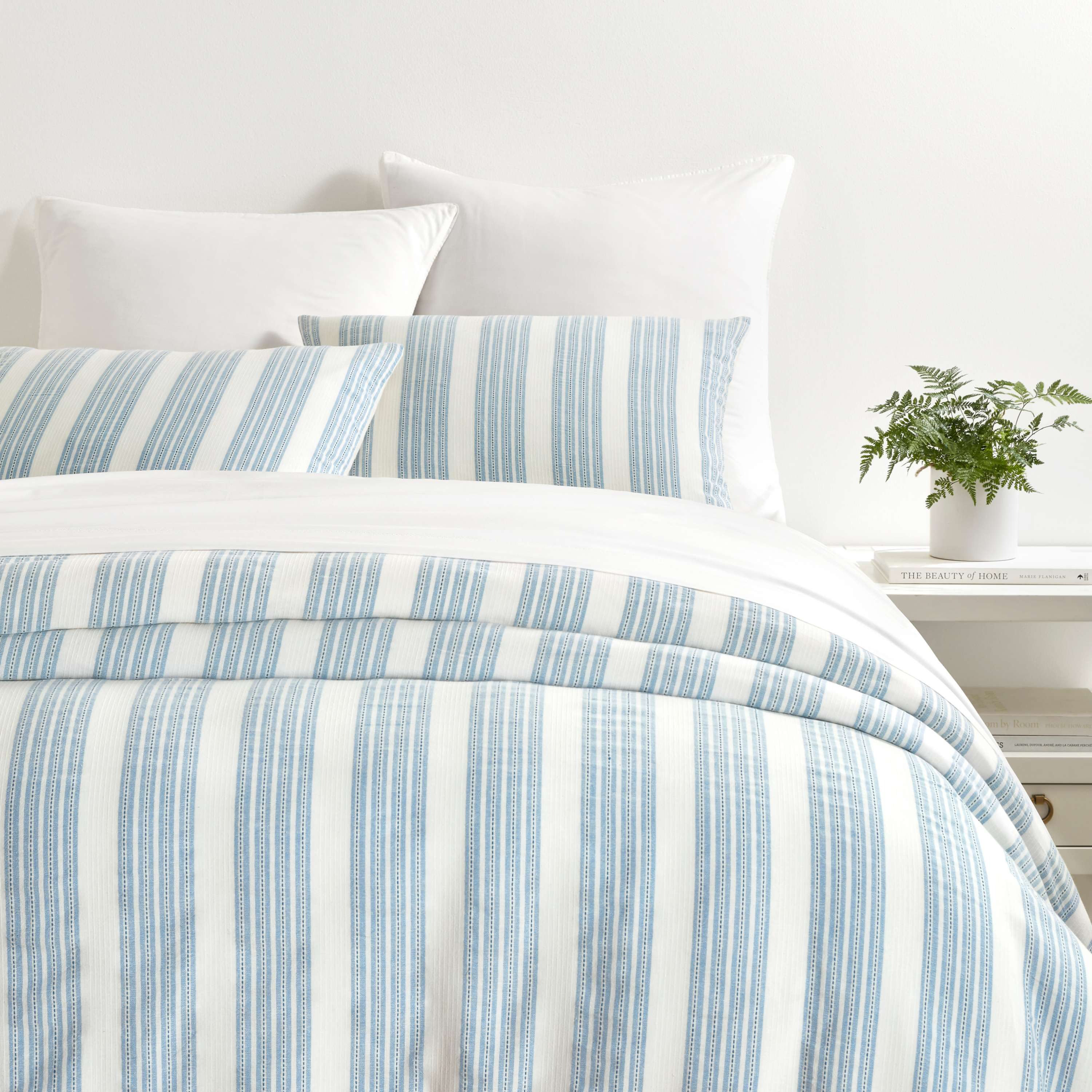 Birch Lane™ Breland Blue/White 100% Cotton King Duvet Cover Set | Wayfair