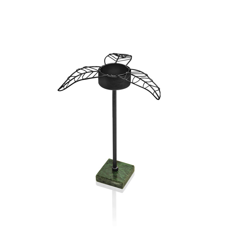 Chandelle en métal, Noir, H 7 po x l 6 po x P 6 po