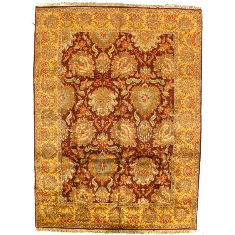 Wool Oriental Area Rug in Gold/Red