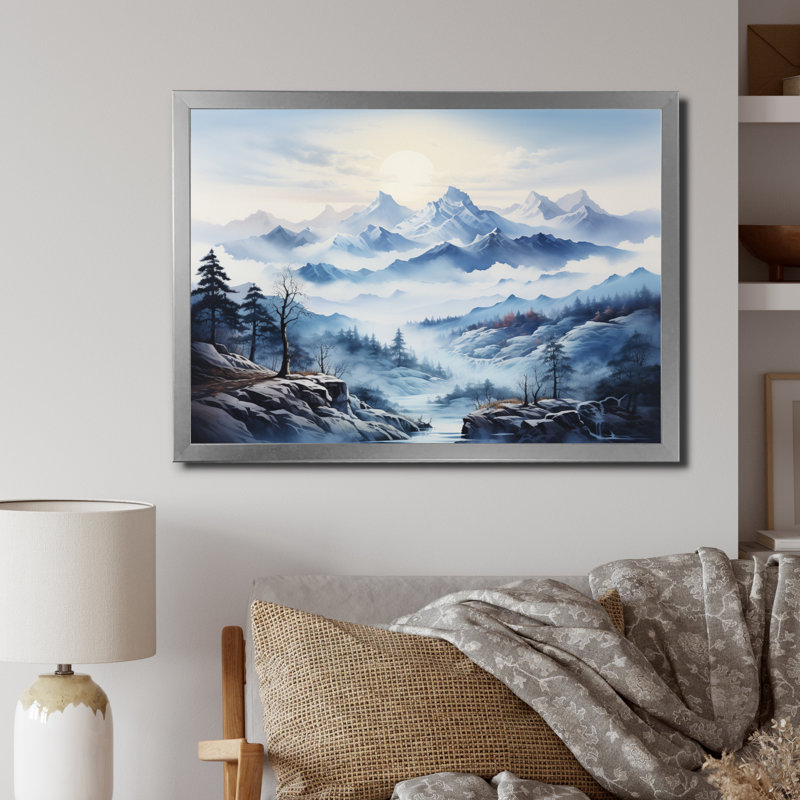 «Besjan White Mountains Misty Horizon II», reproduction d'art sur toile, Cadre simple argenté, H 30 po x l 40 po x P 1,5 po