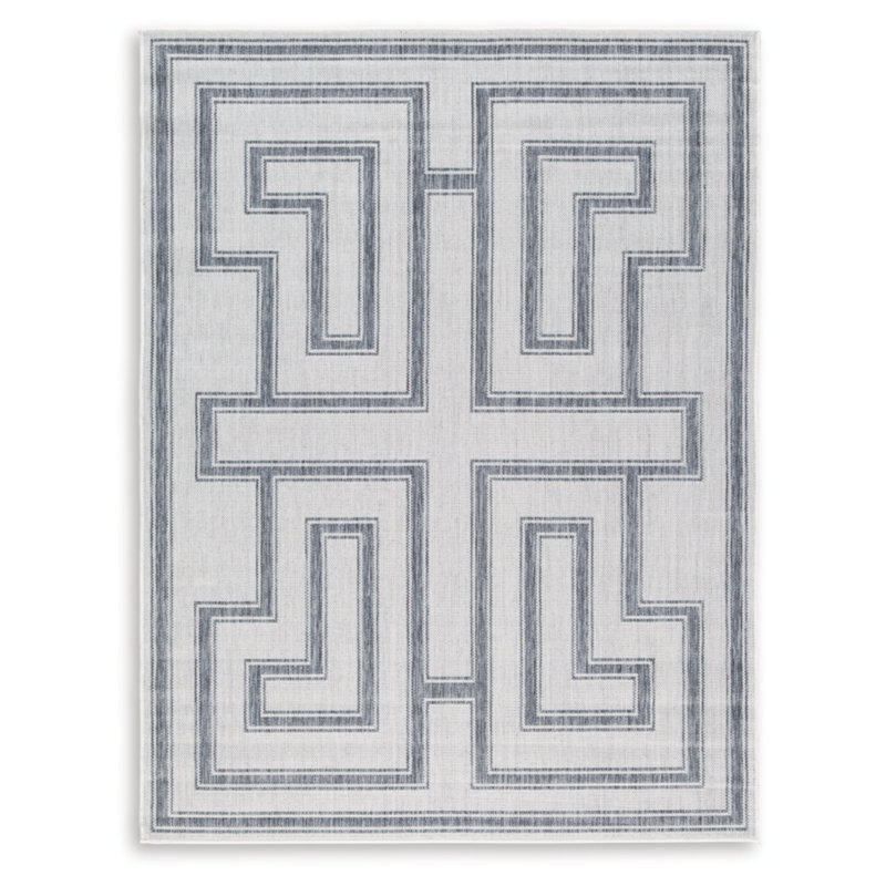 Ivory and Charcoal Greek Key 8' x 10' Synthetic Rug