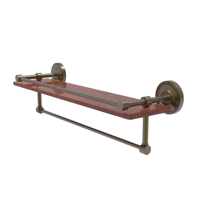 Alcott Bracket Shelf with Towel Bar, Antique Brass, 5" H x 22" W x 5" D