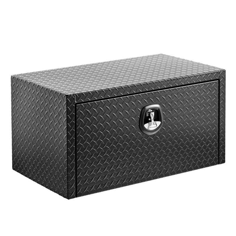 Coffre à outils robuste en aluminium de 36 pouces, avec joint de protection, loquet moulé sous pression, rangement efficace, boîte à outils sous le lit à ajustement universel, serrure et clés, conception compacte élégante, rangement optimisé