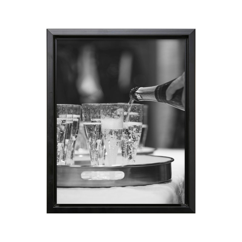 Verser du champagne No3, Black Framed, Canvas, 16"H x 20"W