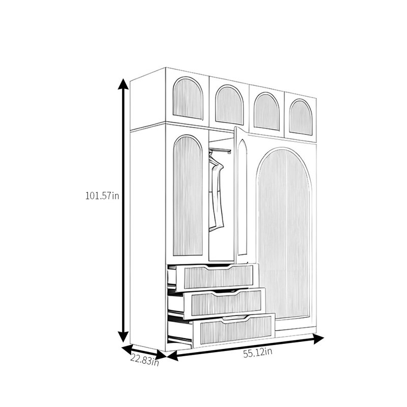 Armoire moderne, simple et luxueuse, H 101,57 po x l 55,12 po x P 22,83 po