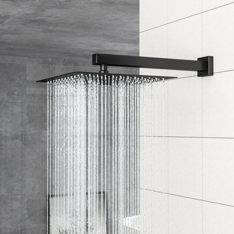 Matte Black 12 Inch Wall Mounted Square Dual Shower Head With - Balanced Valve, Rainfall 360 Rotation, Easy To Clean And Adaptable System In Black, Scald, Adjustment, Handheld For Different Uses