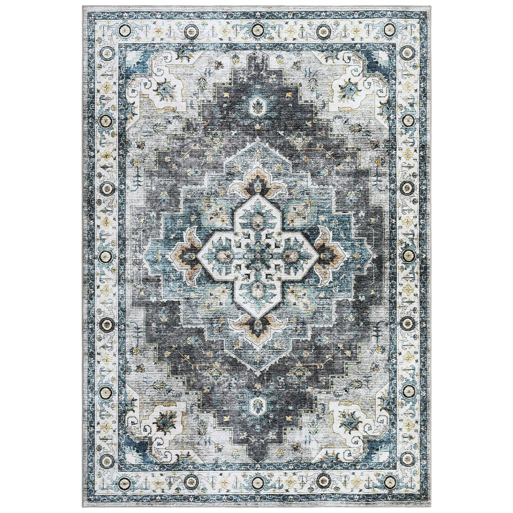 Machine Made Polyester Rugs Bungalow Rose Luecke Oriental Machine Made Polyester Area Rug in White ...