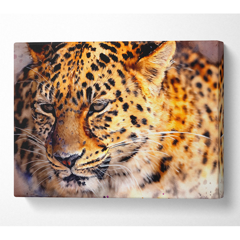 Leopard Close Up - Wrapped Canvas Print, 66cm H x 106.6cm W x 10cm D