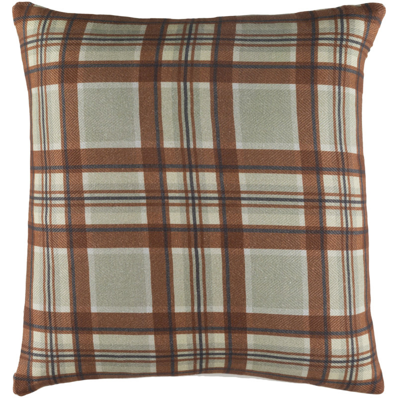 Andrey Cotton Square Pillow Cover & Insert, Pillow Cover Only - No Insert, 20" x 20", Brown