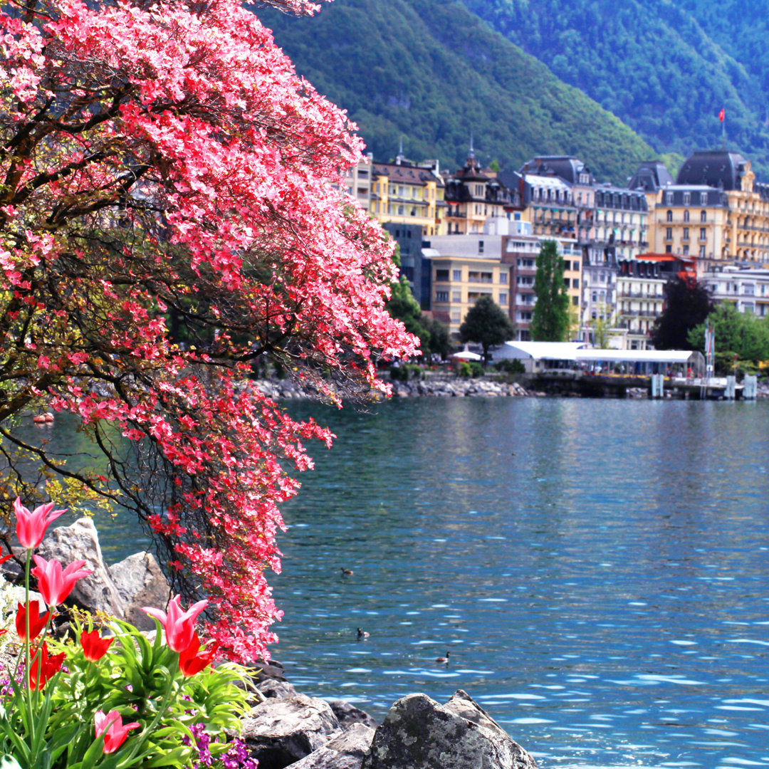 Leinwandbild Montreux and Lake Geneva Switzerland