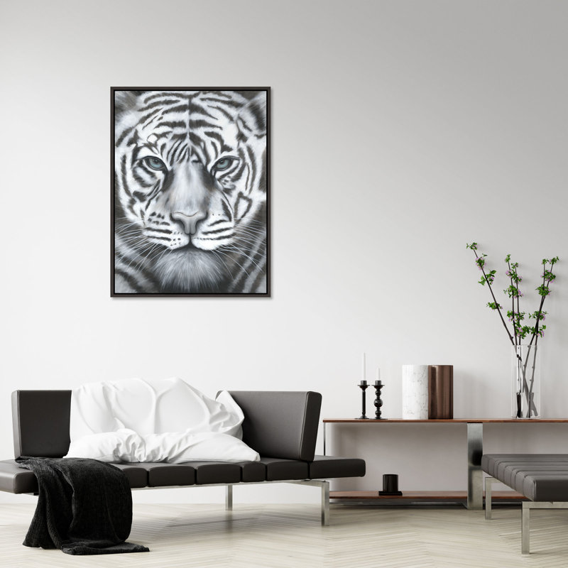 "Silver Eyes" par Beverly Fuller - cadre flottant, impression sur toile, Image au gel brossé