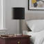 Lampe de table haute 19 po en métal avec finition argentée, abat-jour noir
