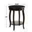 Table de bout ronde, noire, tiroir pour rangement à distance, tablette ouverte, placage en bois, table Living zones avec placage pour petits accessoires