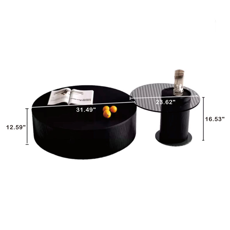 Table basse gigogne Danyalle, Noir, H 16,53 po x L 55,12 po x l 31,5 po