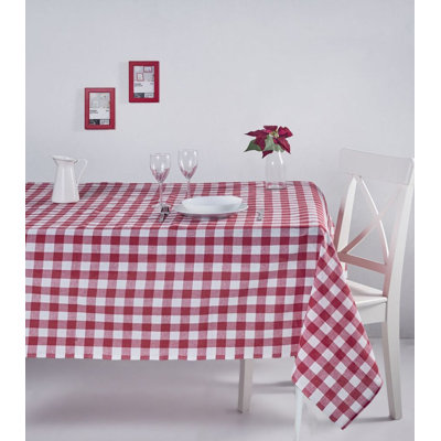 Nappe Chon Elegant, 100% coton mélangé (85% coton / 15% polyester), 63,0 po x 102,4 po | Facile à nettoyer et lavable à la machine | Couleur rouge vif, parfaite pour la salle à manger et les occasions spéciales