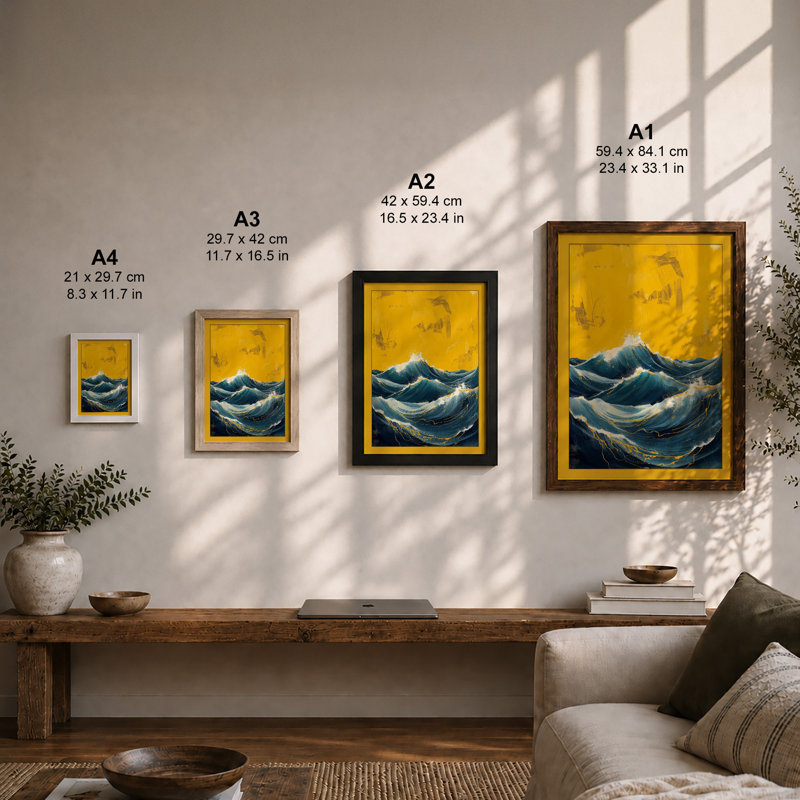 Turbulent Seas Coastal - Framed Print, A3 - 42.0 x 29.7 cm, White