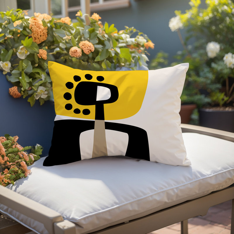 Coussin lombaire réversible intérieur / extérieur Sofi Minimalist, H 18 po x l 25 po, Jaune