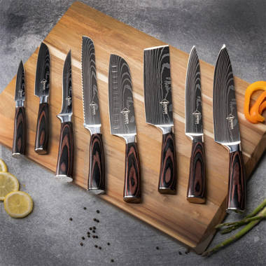 Dockorio Kitchen Knife Set with Block, all in one 19 PCS High Carbon  Stainless Steel Sharp Serrated Steak Knives Set, Chef Knives, Bread Knife