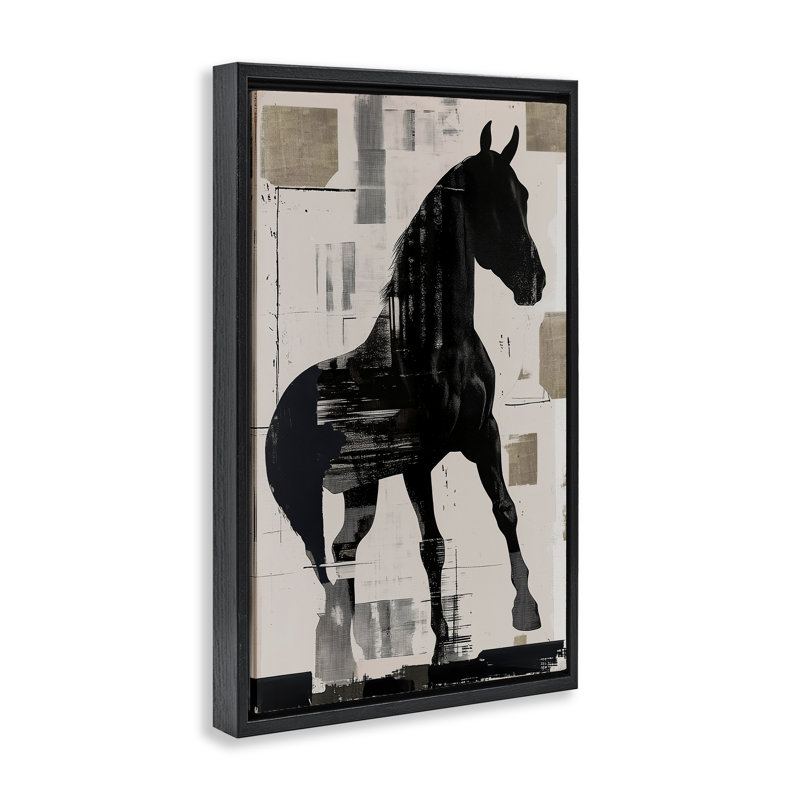 Cadre flottant à silhouette de cheval Equinity, design par Annabelle Hall, Cadre flottant noir de jais, H 25 po x l 17 po