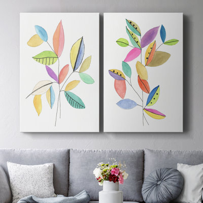 Color Pop Leaves I-Premium Gallery Wrapped Canvas -Ready to Hang
