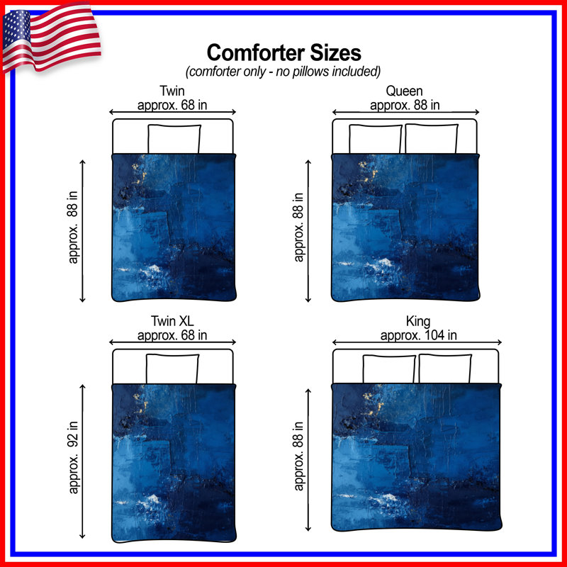 Textured Blue Abstract Comforter, Queen