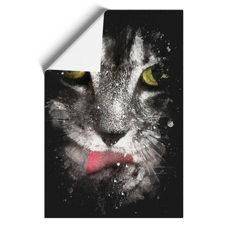 Portrait of a Cat Paint Splash - Frameless Print, 30cm H x 21cm W x 0.1cm D