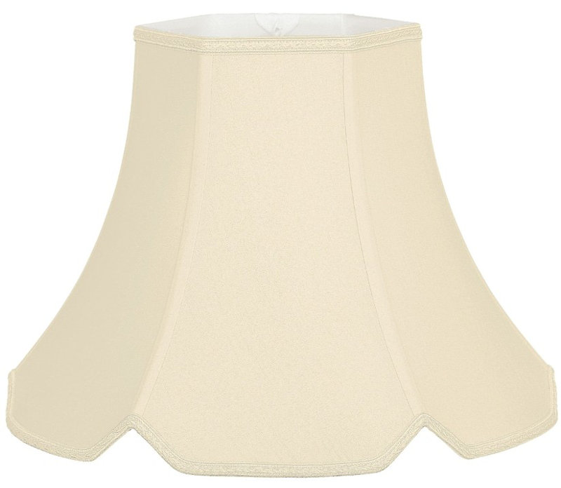 Silk Bell Lamp Shade, Beige, 11" H x 14" W x 14" D