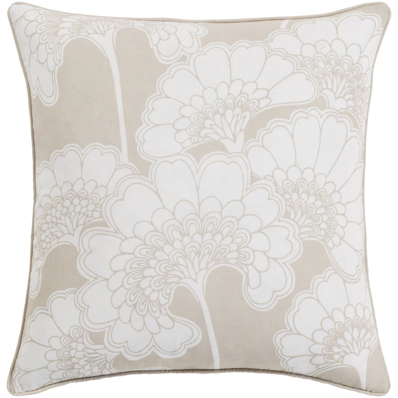 Coussin japonais à motif floral, Beige / Ivoire