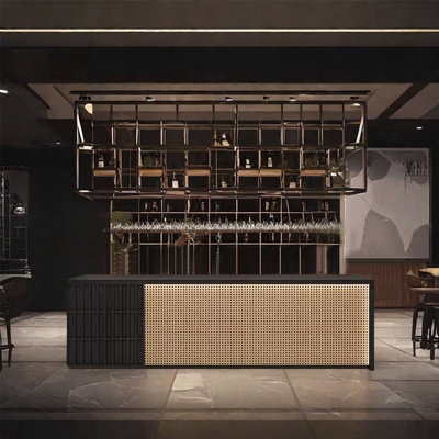 Large Rectangular Bar Counter，Rustic Reception Desk