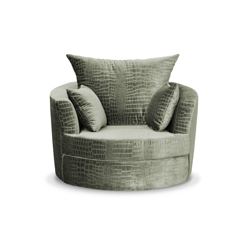 Upholstered Swivel Armchair, Mint Green