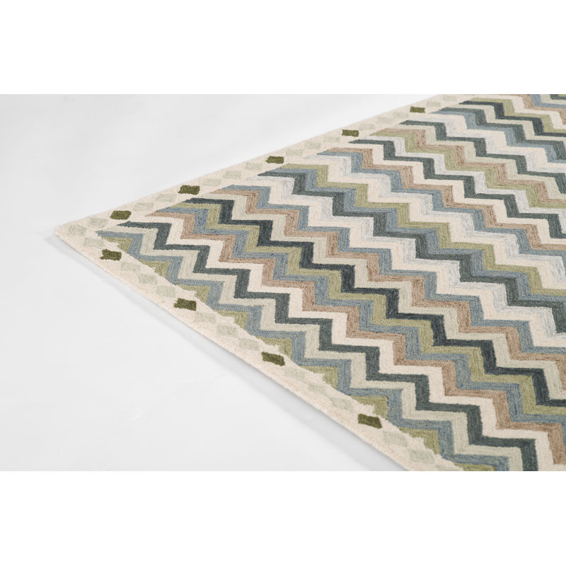 Erin Gates by Momeni Abbot Hand Tufted Wool Zig Zag Blue Area Rug 5' X 8', Rectangle 5' x 8'
