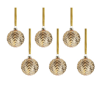 Ensemble de 6 boules en verre à chevrons métalliques Trieste