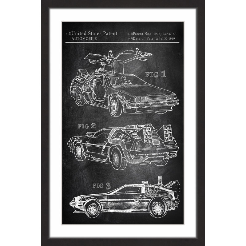 « back to the future voiture », reproduction d’art encadrée, H 24 po x l 16 po x P 1,5 po