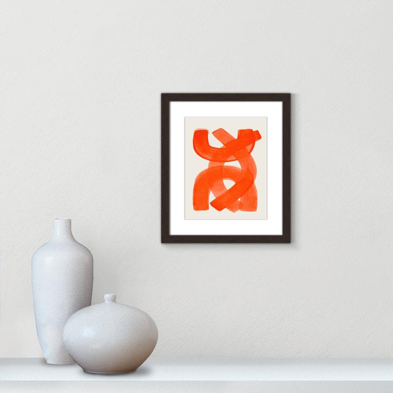 «Orange Strokes Print» par Haniff, Noyer à grain ouvert, Imprimé mat, L 13 po x H 15 po