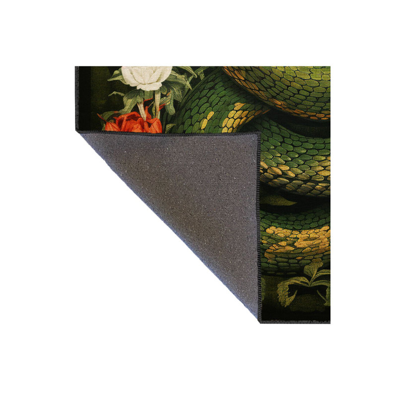 Tapis décoratif à motif de fleurs vertes et lavables de style lavabo de la collection Dido