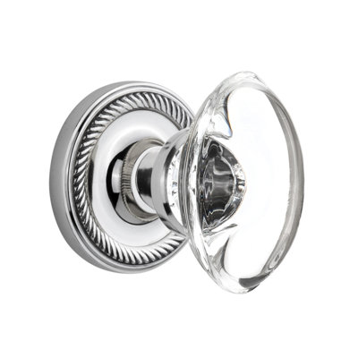 Rope Rosette with Oval Clear Crystal Door Knob