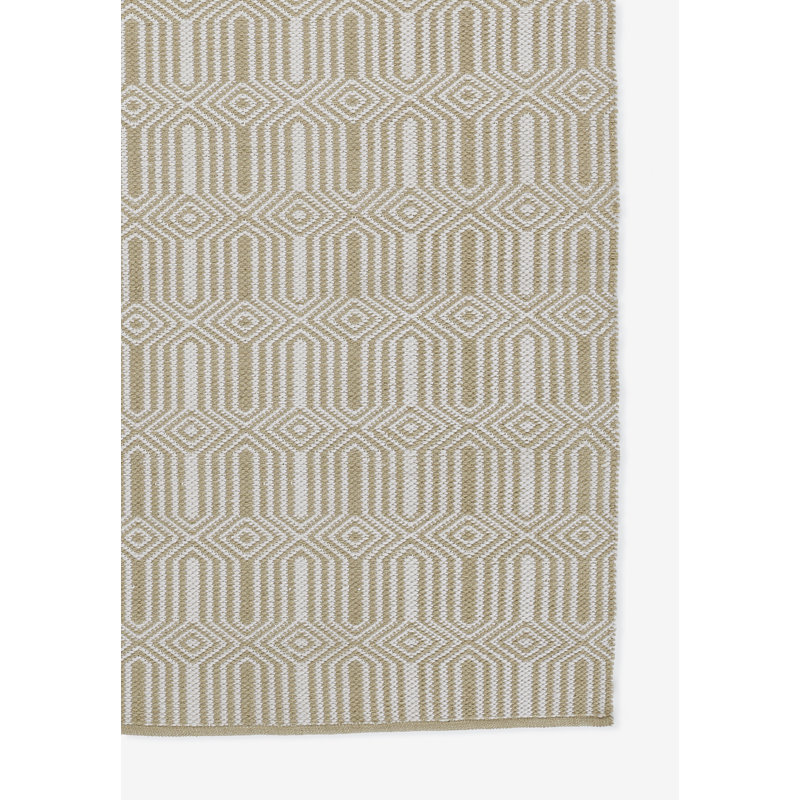 Beige Geometric Flat Woven Synthetic 2' x 3' Rug