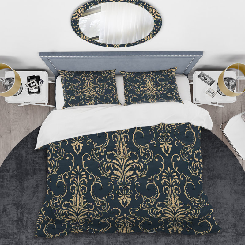 Damas gris - ensemble de housse de couette abstrait - microfibre de polyester