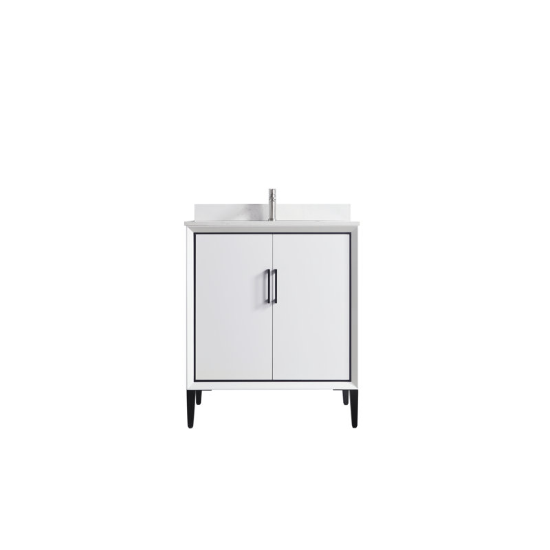 30'' White Freestanding Bathroom Vanity with Shaker Base