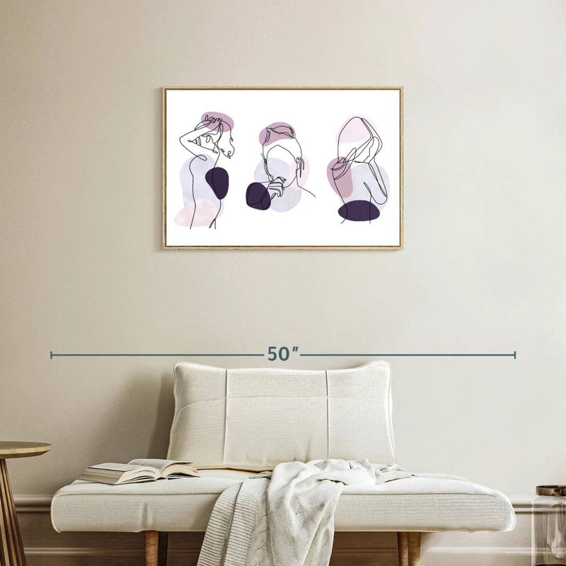 Women One Line, Cadre flottant en bois naturel, 31 po x 21 po