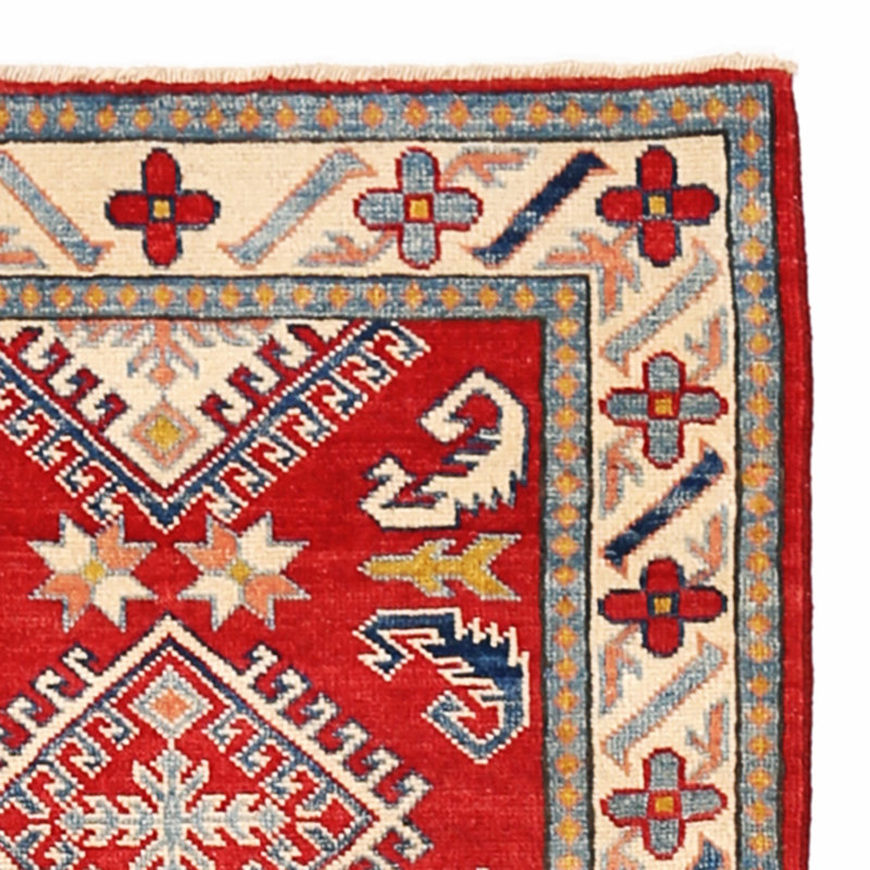 Tapis rouge / ivoire noué à la main Dakara