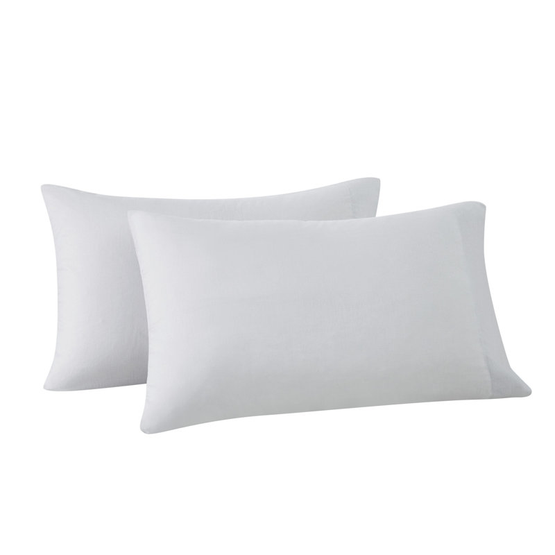 Standard Gray Cotton Polyester Embroidered Pillowcase Pair