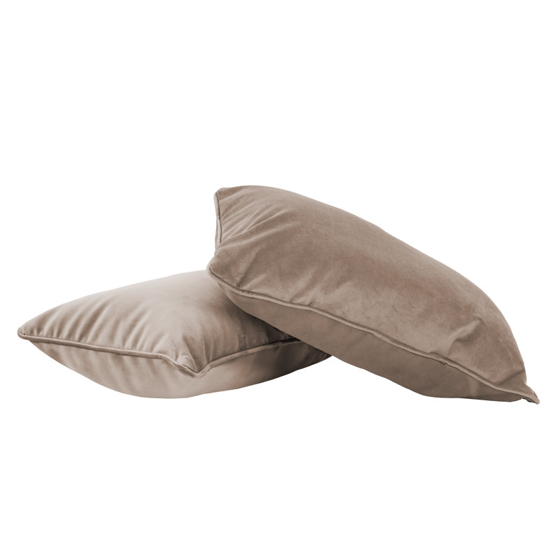 Rectangle Lumbar Microfiber Pillow with Piping, 2-pack, Caffe, Rectangular 12"H x 20"W